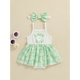 thumbnail image 5 of Aojekbee Baby Girls 2Pcs Summer Outfits Sleeveless Floral Print Skirt Romper + Headband Set Newborn Clothes, 5 of 10