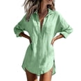 thumbnail image 3 of Sentmoon Tshirts for Women Women Blouses Summer Solid Color Long Sleeve Lapel Button Down with Pockets Loose Fit Business Work Tops for Women for Gym and Workout S-3XL, 3 of 7