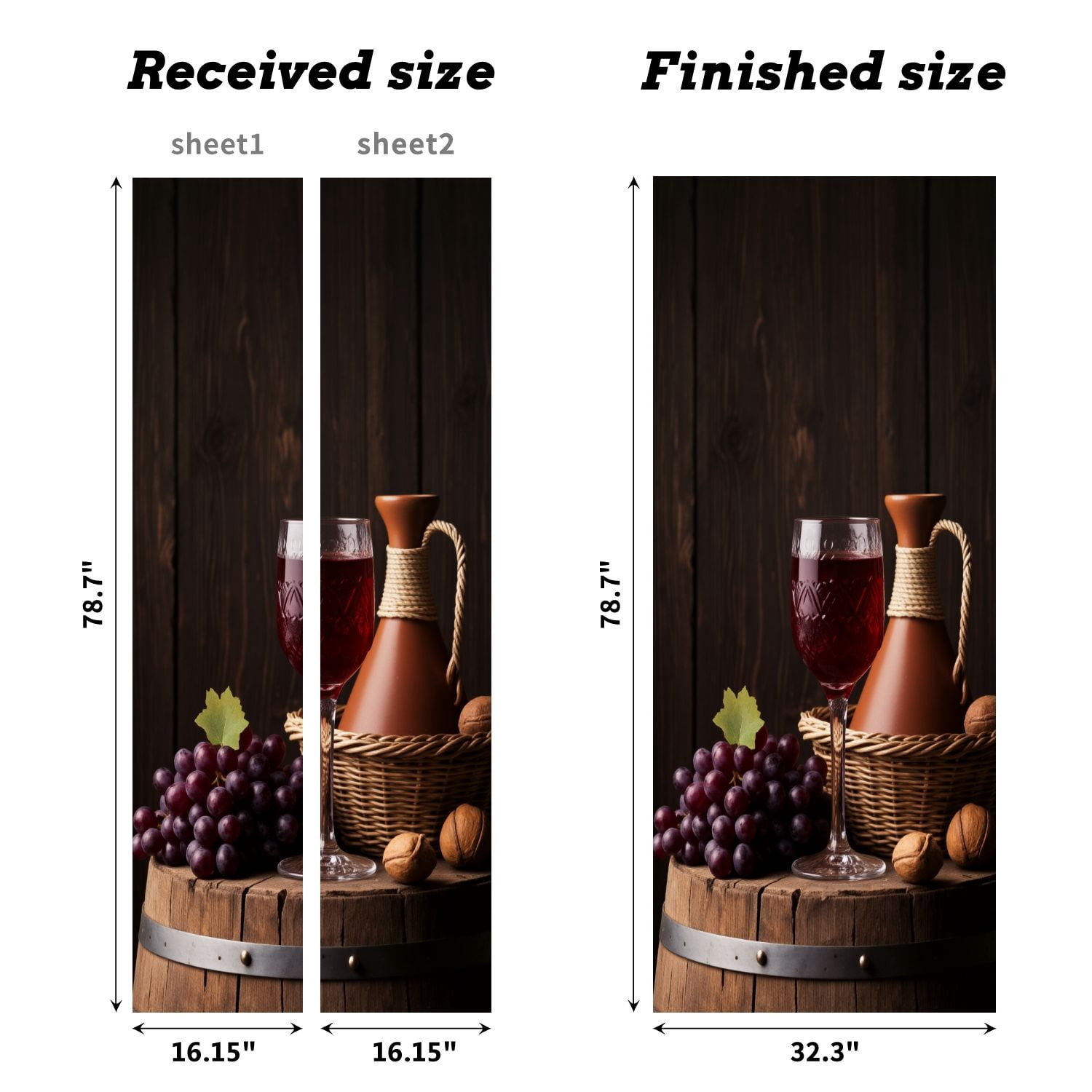 Self Adhesive Vinyl Refrigerator Wrap Set Old red wine Traditional storage wine Door Mural Removable Fridge Sticker Peel and Stick&nbsp;Full Door Cover Decal Kitchen Bar Decor