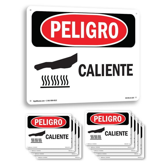 Hot Spanish OSHA Danger Aluminum Sign 18 Inch x 12 Inch - 10 Pack