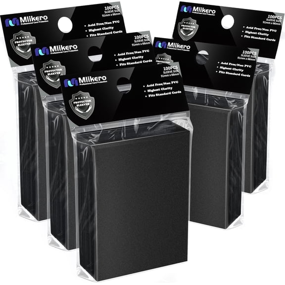 Mlikero 500 Counts Black Card Sleeves, Matte Trading Card Sleeves Deck Protectors Fit for MTG, TCG and Sports Cards
