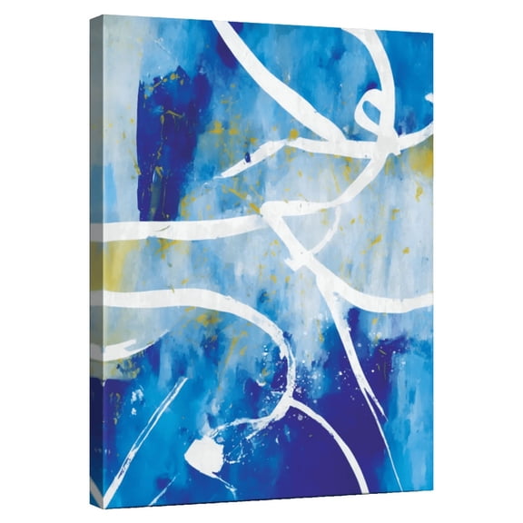 Elephant Stock Abstract White Gold Splatter Wall Art - Vertical Canvas Wall Art - Living Room Wall Decor - Abstract Canvas - Blue And White Decor - 8" x 12"