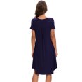 thumbnail image 4 of Unique Bargains Women's Sleepwear Soft Button with Pockets Short Sleeve Lounge Nightgown L Blue, 4 of 6