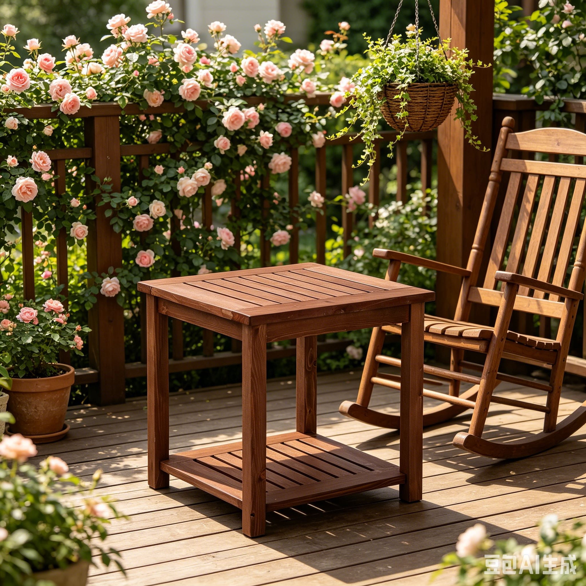 Ktaxon 18 in Wood Side Table, Outdoor Wooden Coffee Table, Wood Table for Tea for Patio, Garden, Balcony, Deck, Sitting Room, Square Wooden Stand