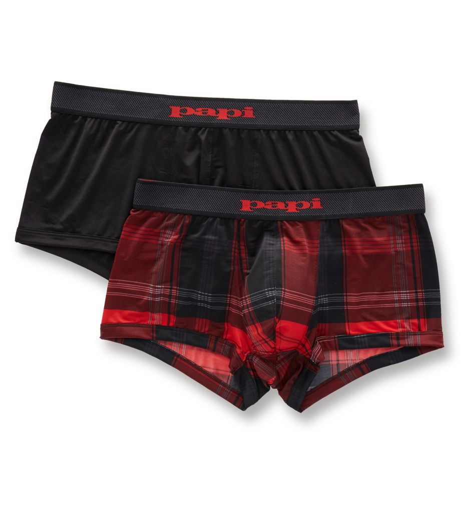 Men's Papi 626182 Cool 2 Brazilian Trunks 2 Pack (Black/Red M