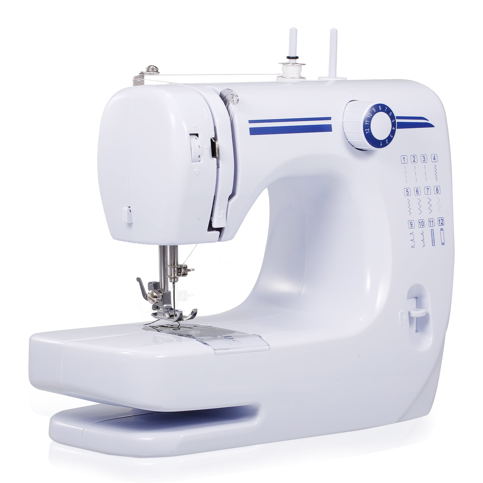 Mini Electric Sewing Machine Household Built-in Stitches Free Arm 12 Stitches Penetrate 8 Layers Desktop Crafting Mending Machine LED Light
