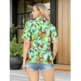 thumbnail image 3 of LA LEELA Hawaiian Shirts Womens Short Sleeve Tops Tropical Vacation Button up Summer Holiday Beach Party Dress Shirts Blouses for Women S Pineapple, Autumn Green, 3 of 6