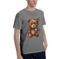 thumbnail image 4 of Men Vintage Steampunk Gear Butterfly Teddy Bear Graphic Crew Neck T-Shirt, Retro Machinery Plush Bear Poly Cotton Casual Short Sleeve Tee, 4 of 8