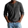 thumbnail image 1 of pstuiky camisetas de manga larga para hombre, Camisa informal versátil de poliéster con cuello abotonado y bolsillo de manga larga para hombre camisetas de hombre xxxxl, 1 of 5