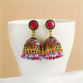 thumbnail image 5 of EOEMY Vintage Ethnic Gypsy Drop Stud Retro Earrings Jhumka Wedding Indian Jewelry-Gold-2, 5 of 5