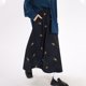 thumbnail image 4 of HongQid Women’s Corduroy Long Skirt Spring Fall Embroidery Floral A-Line Skirt Vintage Elastic High Waist Ruffle Maxi Skirt, 4 of 6