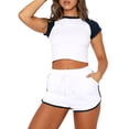thumbnail image 1 of Coduop Women's Summer Shorts Set Short Sleeve Crop Tops T-shirt+Shorts Active Tracksuits Lounge Set, 1 of 3