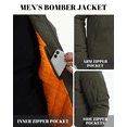 thumbnail image 4 of Zehisen Men's Jackets-Bomber Jacket Fall Winter Warm Windbreaker Full Zip Casual Windproof Outdoor Coats Armygreen L, 4 of 9