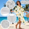 thumbnail image 6 of Xoenoiee Tropical Pineapple Flower Print Kaftan Dresses for Women Plus Size Caftan V-Neck Batwing Sleeve Beach Swimsuit Cover Up, Side Slits Maxi Moo Moo Loungewear, 6 of 7