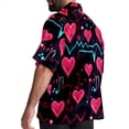 thumbnail image 3 of Valentine's Day Love ECG Men's Short Sleeve Shirts, Casual Hawaiian Print Button Down Summer Beach Top Unisex, 3 of 6