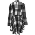 thumbnail image 3 of Womens Plaid Ruffled Hem Shacket Jacket Button Open Front Lapel Long Sleeve Trench Coat Fall Winter Outfits New Jacket for Women Gray XXL, 3 of 9