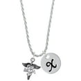 thumbnail image 1 of Delight Jewelry Silvertone Caduceus - MA Silvertone Script Initial Disc - X - Charm Necklace, 20"+3", 1 of 1