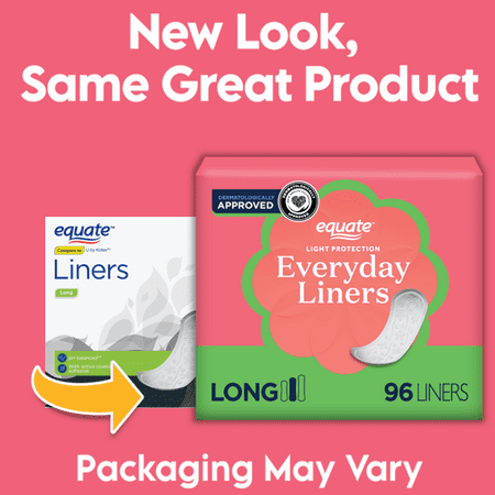 Equate Light Protection Everyday Liners, Long, Unscented, Light Absorbency, 96 Count