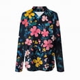 thumbnail image 4 of Towmus Women Hawaiian Shirts Oversized Floral Printed Lapel Neck Button Down Long Sleeve Fall Tunic Tops Casual Cardigan Shirt, 4 of 5