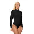 thumbnail image 3 of Women's Long Sleeve Mock Neck Jumpsuit Bodysuit, S, Black, by Ambesonne, 3 of 4