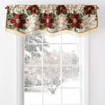thumbnail image 2 of Decorative Christmas Poinsettias Script Design Tapestry 60" X 15" Window Valance, 2 of 6