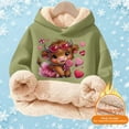 thumbnail image 2 of XUELUO Little Girls Hoodies Drawstring Long Sleeve Lined Cow Heart Print Hood Tops Early Spring Warm Clothes With Pockets, 2 of 5