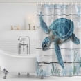 thumbnail image 4 of Sea Turtle Blue Waterproof Fabric Shower Curtain,Coastal Ocean Seaweed Wooden Grain Waterproof Fabric Shower Curtain for Bathroom Curtains Bathtubs Shower Curtains with 12 Hooks Extra Long 72x96, 4 of 8