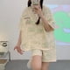 thumbnail image 1 of Conjunto de pijama de verano para mujer y pantalones cortos de manga corta con dibujos animados, ropa ligera para el hogar, 1 of 5