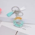 thumbnail image 2 of Green Tassel Letter Keychain, Crystal Drop Glue, Gold Foil, Stone Jewelry, Pendant, Bag, Keychain, 2 of 2