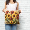thumbnail image 3 of Throw Pillow Covers 20x20 Inch, Summer Sunflowers Decorative Pillow Cases for Couch Sofa Bed, Farmhouse Oil Painting Red Yellow Floral Cotton Linen Square Home Decor Pillowcases with Hidden Zipper, 3 of 7