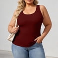 thumbnail image 6 of Sevevn Women's Plus Size Ribbed Crop Tank Top U-Neck Sleeveless Top with Built-in Bra Wine XL, 6 of 7