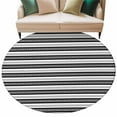 thumbnail image 2 of 6ft Round Rug, Boho Black Stripe Non-Skid Rubber Backing Large Area Rugs - Living Room Bedroom Home Office, Abstract Geometric White Minimalist Indoor Floor Mat Carpets Washable Rug, 2 of 9