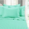 thumbnail image 2 of 400 Thread Count 100% Egyptian Cotton 4-Piece Bed Sheet Set (1 Flat, 1 Fitted Sheet, 2 Pillow Covers) 30 Inches Deep Pocket Size Twin Color Aqua Blue Stripe, 2 of 5