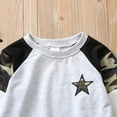 thumbnail image 2 of PatPat 2 Piece Toddler Boy Sweatshirt Suit Star Camouflage Print Raglan Sleeve Pullover and Black Pants Set, 18-24M, Clearance, 2 of 9