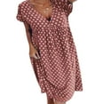 thumbnail image 1 of Robe d'Été Ample à Manches Courtes et Col en V pour Femmes, Grande Taille, Longue pour la Plage, 1 of 1