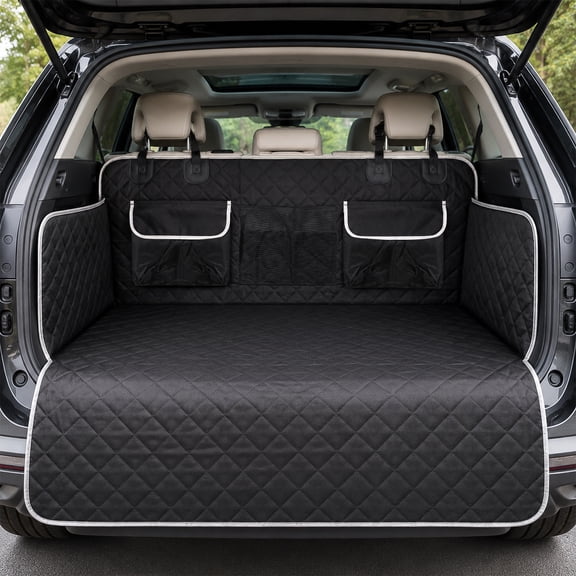 Car Cargo Liner for Dogs, 70.9 x 40.6 in Waterproof Dog Trunk Cover with Side Flap Protection, 5-Layer Pet Cargo Mat with Storage Pockets, Scratchproof Pet Seat Cover for Sedans