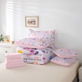 thumbnail image 6 of Feelyou Cartoon Butterfly Teens Bedding Comforter Set 7pcs, Spring Flower Floral King Bedding Sets, Dreamy Cute Animal Reversible Bed Sheets, Ultra Soft Bedroom Decor, 6 of 8