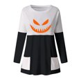 thumbnail image 4 of Blusa suelta informal de manga larga con cuello redondo y bolsillo para mujer, Tops estampados de Halloween Pompotops  hdfakjf4455, 4 of 4