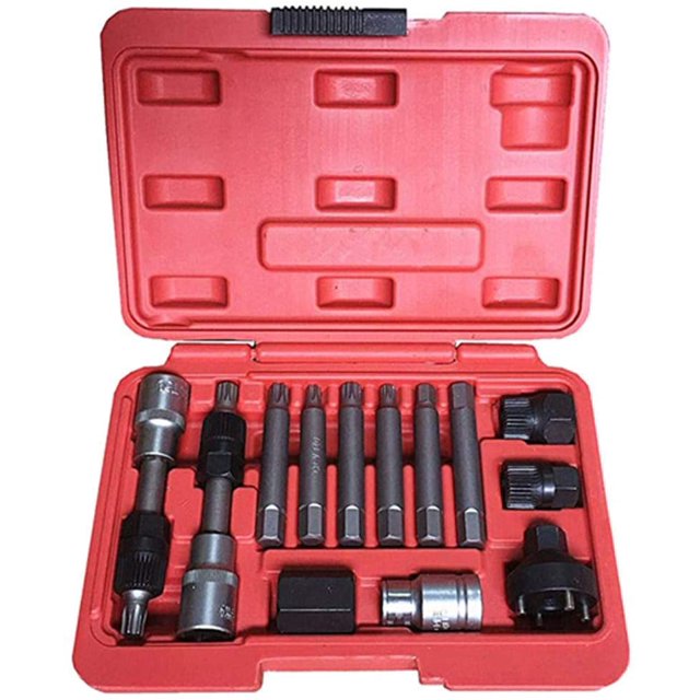 BestsQ 13PC Alternator Freewheel Pulley Removal Socket Bit Set Garage Service Tool Kit
