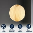 thumbnail image 3 of JONATHAN Y JYL9101B Vaughn 15.75" Modern Vintage Orb Honeycomb Shade LED Pendant Light, Natural, 3 of 6
