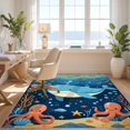 thumbnail image 3 of Design&I 8'x10' Ultra Soft Area Rug, Classroom Ocean Under Whale Octopus Starfish Animals Themed Creature None Fluffy Washable Non Shedding for Bedroom Living Room Under Sectional, 3 of 7