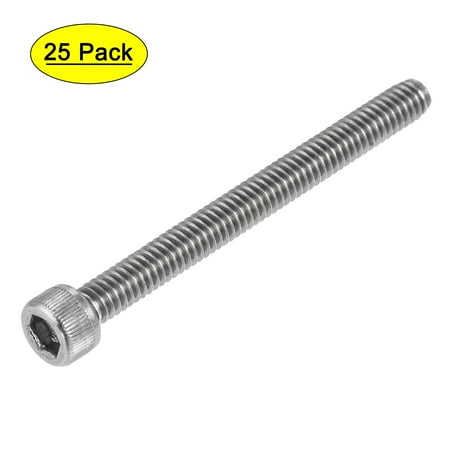 

#8-32x1-3/4 Hex Socket Bolts 304 Stainless Steel Polished 25 Pack