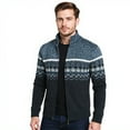 thumbnail image 2 of CharmCyan Men’s Full Zip Knitted Sweater with Stand Collar and Geometric Pattern for Comfortable Everyday Wear Navy M, 2 of 2