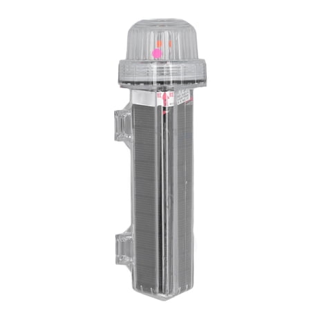 YAHHU Solar Warning Light Fully Sealed Waterproof Signal Beacon Red LED, Built-in 1800mAh Battery for Construction Site Marine Fishing Boat Nighttime Safety, Magnetic Mount, 1 Pack
