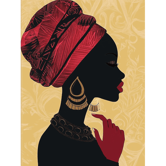 African Woman Portrait Decorative Painting/Canvas Art， Suitable for Living Room， Bedroom， Apartment Decoration， Ethnic Wall Art， Modern Home Decor， Gift Idea