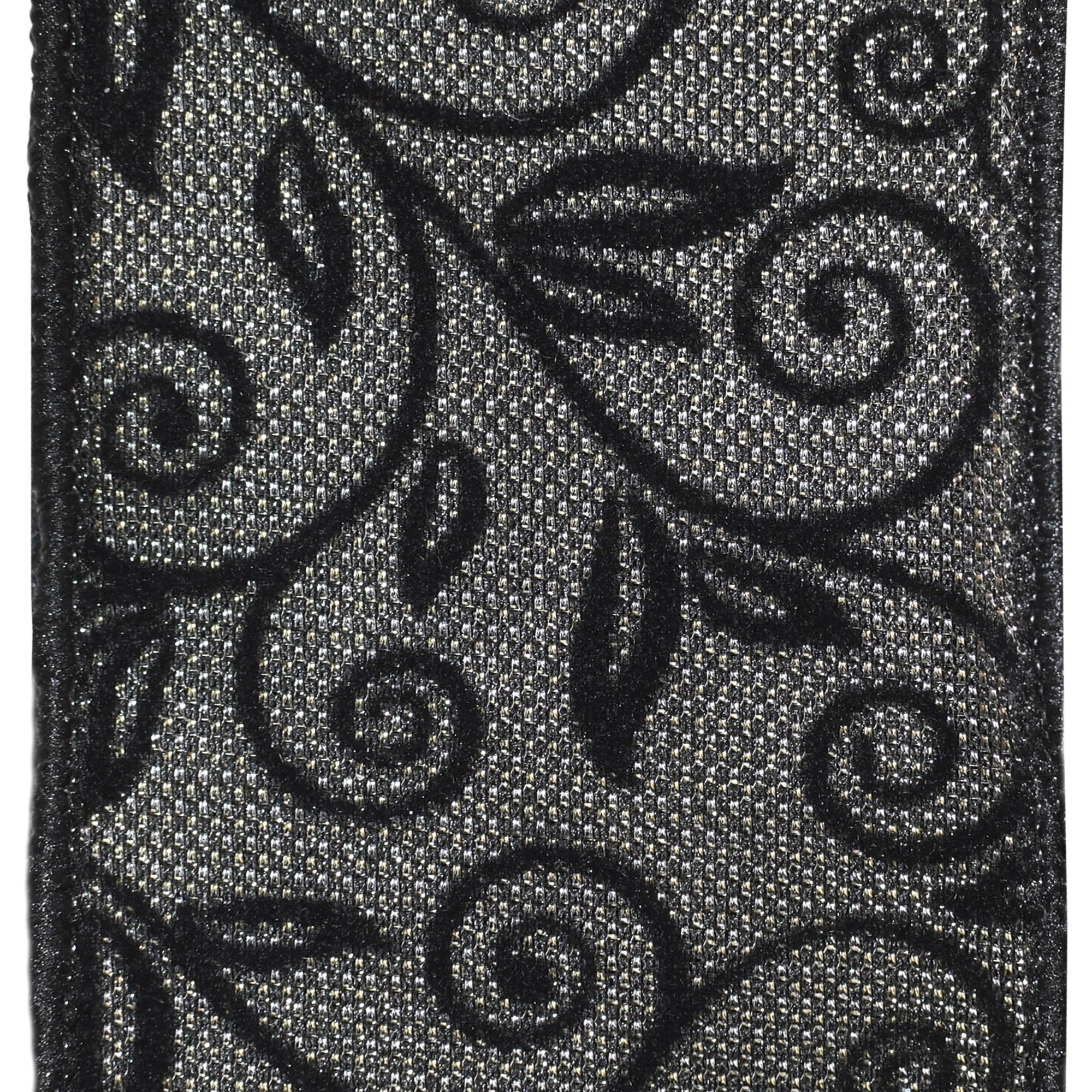 HOMEFORD Flocked Swirls Metallic Honeycomb Wired Ribbon, 2-1/2-inch, 10-yard, Gray