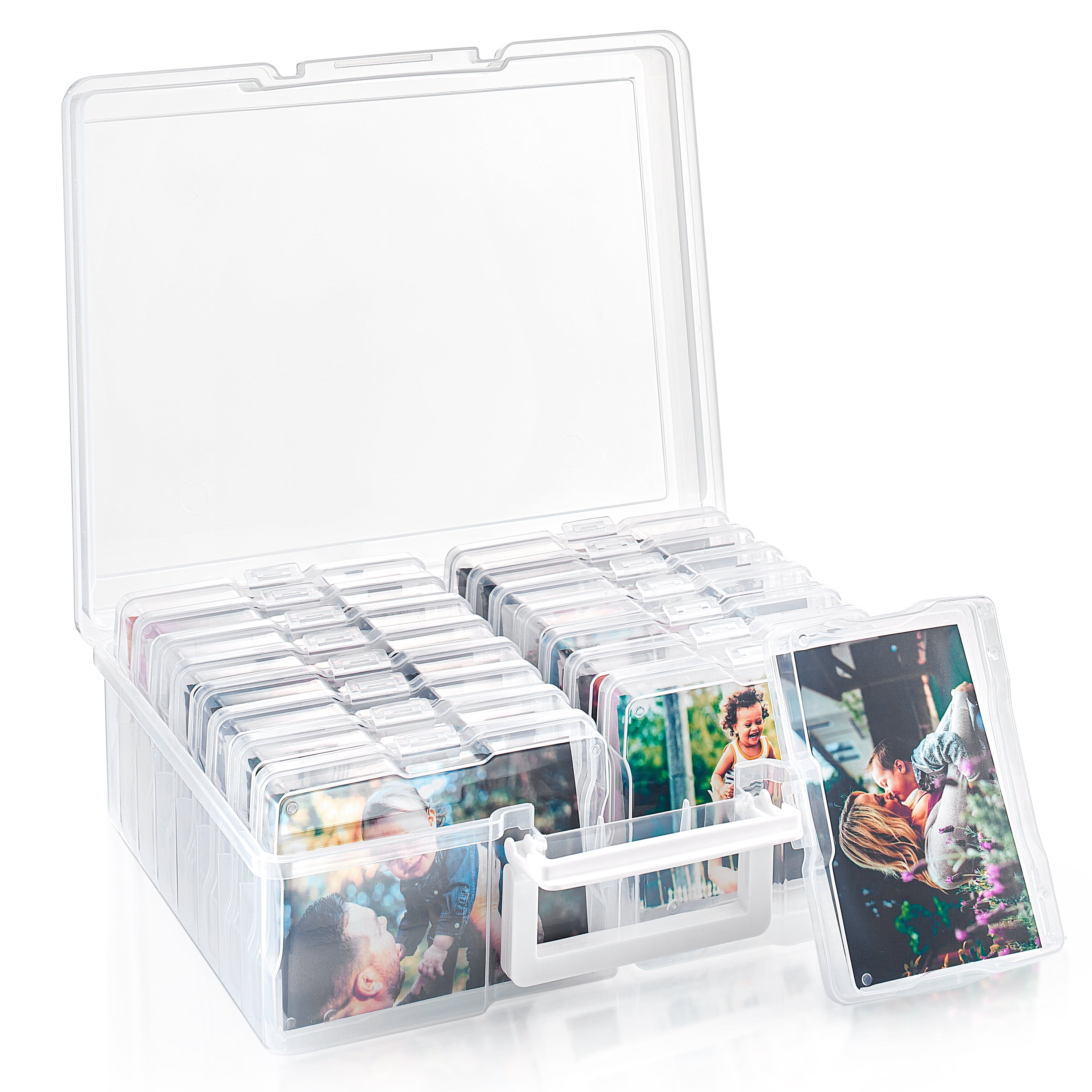 Sorbus 4x6 Photo Organizer Box with 16 Clear Cases – Craft & Picture Storage Solution
