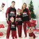 thumbnail image 2 of Pijamas familiares a juego de Navidad, sombrero de Navidad a cuadros rojos, letras de Feliz Navidad, conjunto de pijamas negros con pijamas de bebé, 2 of 3