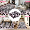 thumbnail image 5 of Pink Leopard Area Rug for Living Room, 5x7, Washable, Soft Patchwork Print, Non-Slip, Foldable, Indoor Floor Carpet, Nursery, Dining Room, 5 of 6