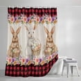 thumbnail image 4 of Easter Bunny Eggs Shower Curtain Set, Waterproof Shower Curtains for Bathroom, Spring Flowers Rabbits Retro Red Black Plaid Washable Fabric Bath Curtain for Bathtub Decoration with Hooks 72x78 Inches, 4 of 9